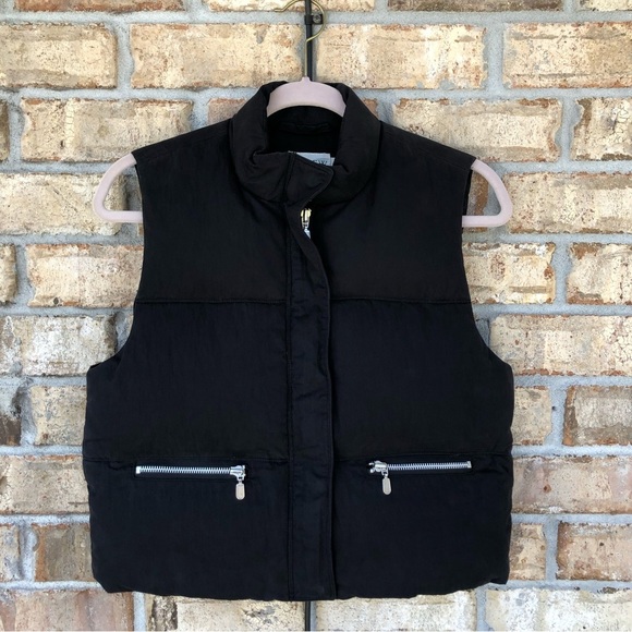 J Crew Womens Black Sleeveless Full Zip Snap Button Goose Down Puffer Vest XS - Picture 8 of 11